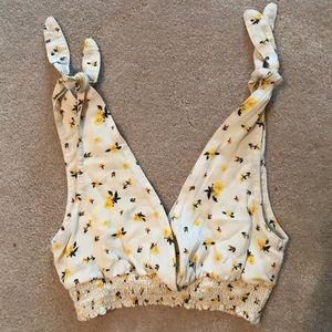 Lottie Moss yellow tie strap crop top